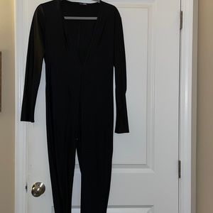 Black low cut catsuit